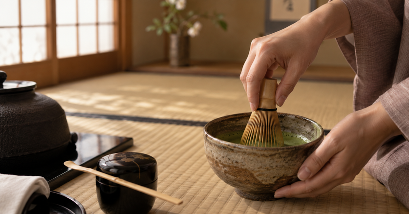 un corazón nacido de la ceremonia del té