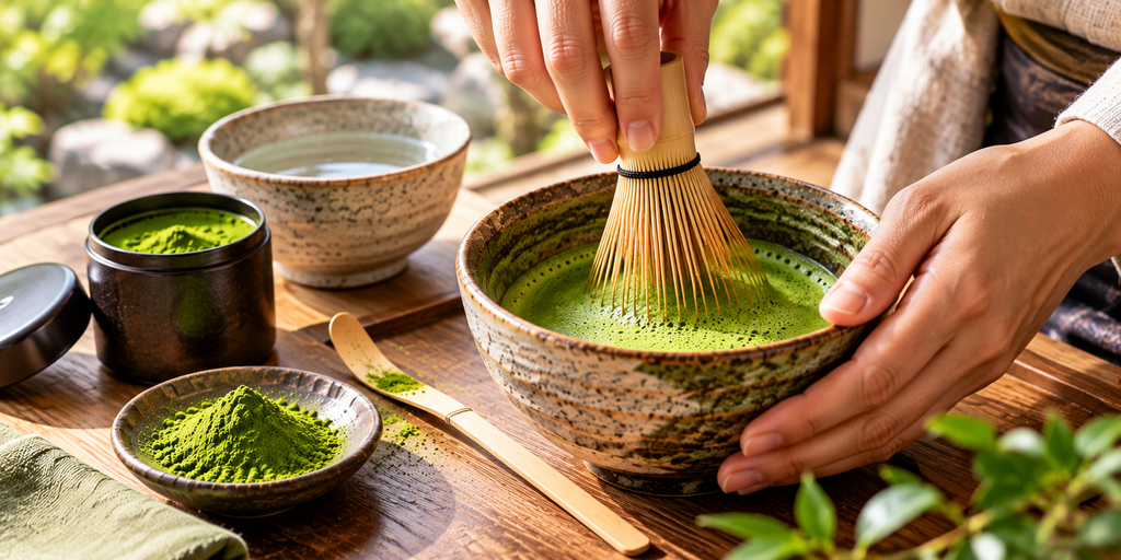 抹茶を点てる静かな茶席